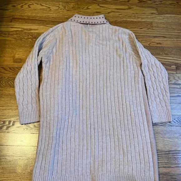 Simply Couture Pink Studded Cardigan Coat Button Closure Long Women’s Size Large - Picture 7 of 8